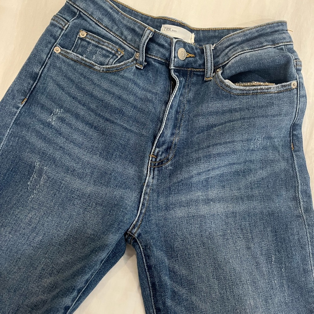 High Rise Distressed Straight Jean - Picture 3 of 5